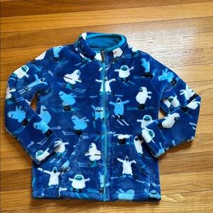 Blue Fleece Jacket with Yeti Print